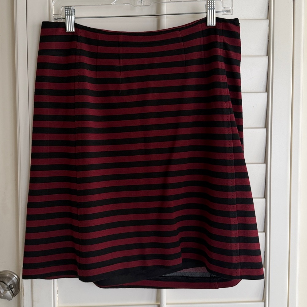 Banana Republic Black and Red Striped A-Line Skirt